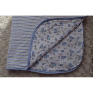 Gerber Organic Baby Blanket Hippos Stripes Hippopotamus Blue White Tan Security